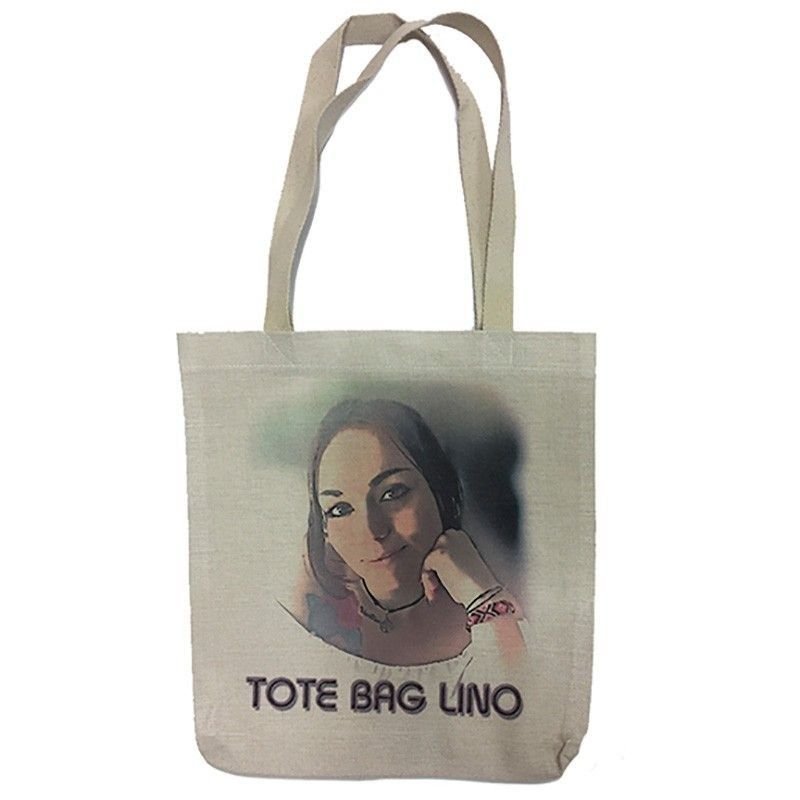 Bolsa tote bag tipo lino personalizada con fotos - Imagen 3