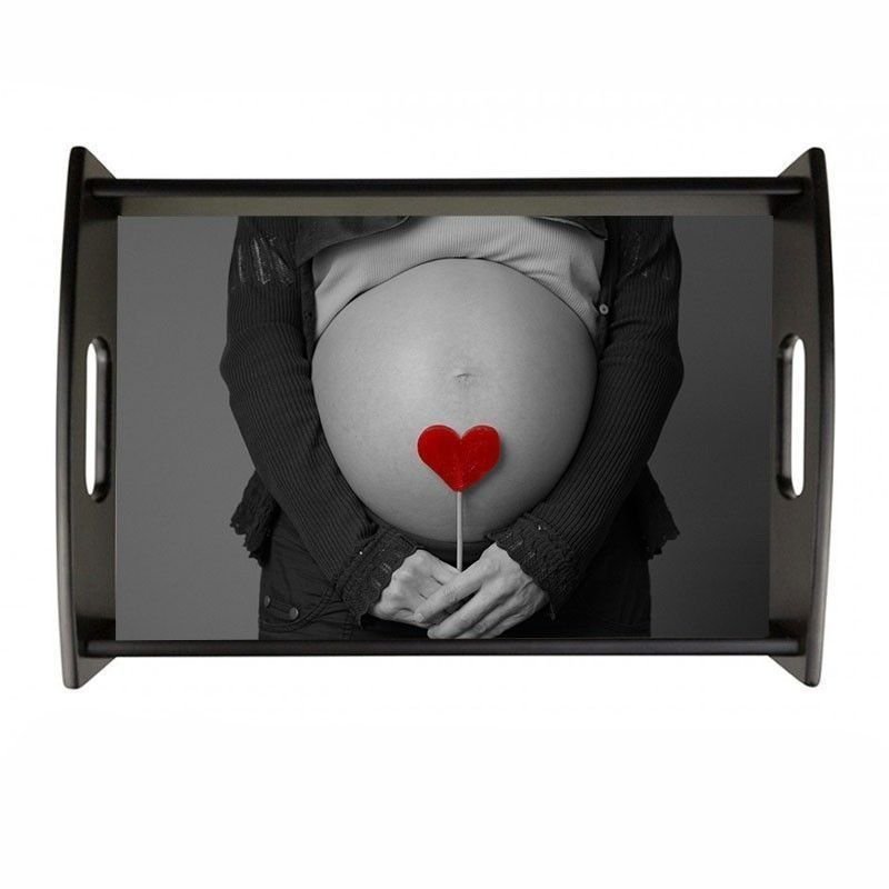 Bandeja de madera personalizada con fotos Negra Grande