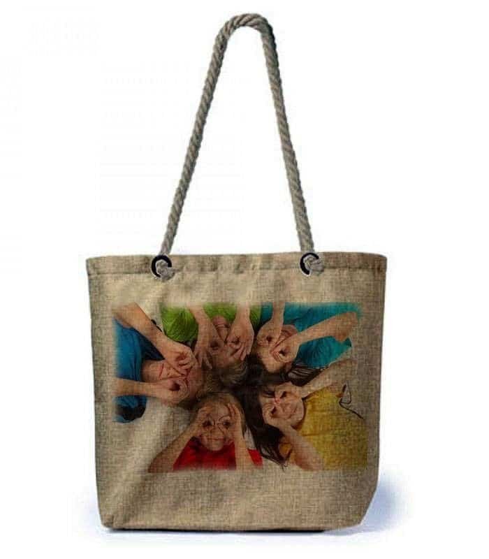 Bolsa personalizada con fotos tipo lino asa cuerda