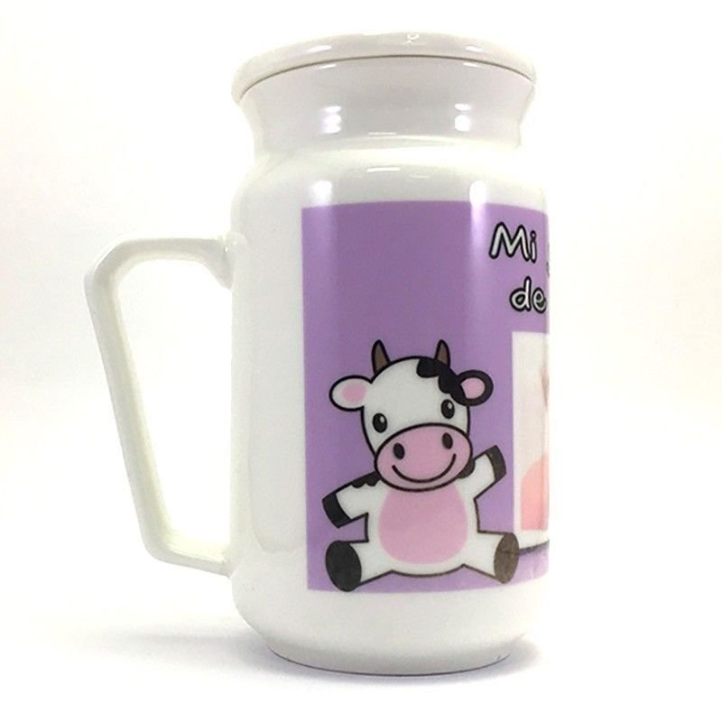 Jarra lecherita personalizada con fotos con tapa