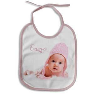 Babero personalizado con fotos rosa