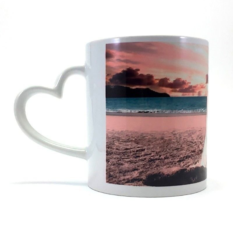 Taza blanca asa corazón personalizada con fotos - Imagen 3