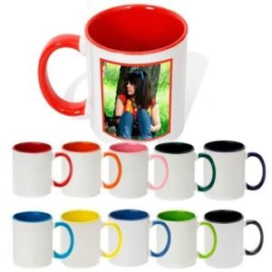 Taza personalizada con fotos interior y asa de color