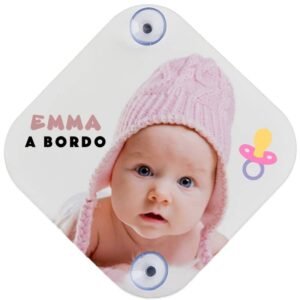 Placa BEBÉ A BORDO personalizada con fotos